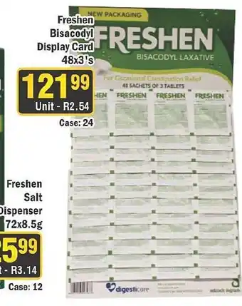 J&E Cash and Carry Freshen Bisacodyl Display Card offer