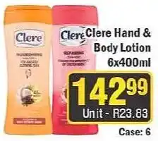 J&E Cash and Carry Clere Hand & Body Lotion offer