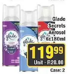 J&E Cash and Carry Glade Secrets Aerosol offer