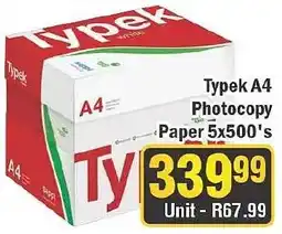 J&E Cash and Carry Typek A4 Photocopy Paper offer