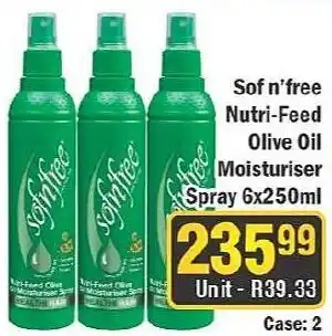 J&E Cash and Carry Sof'n'free Nutri-Feed Olive Oil Moisturiser Spray offer
