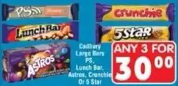 DB Cash And Carry Cadbury Large Bars PS, Lunch Bar, Astros, Crunchie Or 5 Star offer