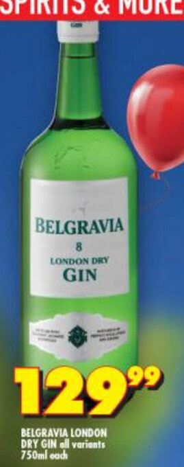 Shoprite Liquor Belgravia London Dry Gin 750ml offer