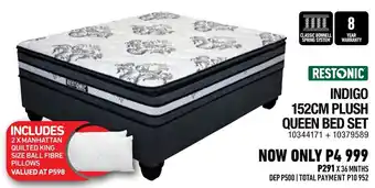 Restonic Indigo 152cm Plush Queen Bed Set