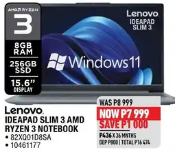 Home Corp Lenovo IDEAPAD SLIM 3 AMD RYZEN 3 NOTEBOOK offer
