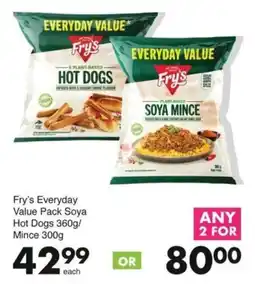 Save Fry's Everyday Value Pack Soya Hot Dogs/ Mince offer
