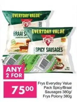 Save Frys Everyday Value Pack Spicy/Braai Sausages offer