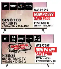 Home Corp SINOTEC 43" LED TV offer