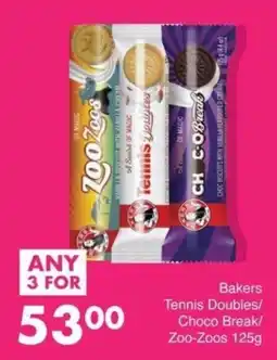 Save Bakers Tennis Doubles/Choco Break/Zoo-Zoos offer