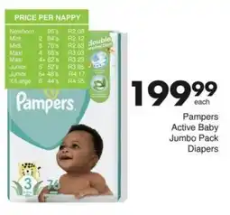 Save Pampers Active Baby Jumbo Pack Diapers offer