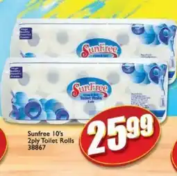 A5 Cash & Carry Sunfree 10's 2ply Toilet Rolls offer