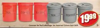 Cannister Set Tea/Coffee/Sugar Assorted