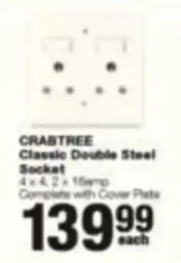 Build It CRABTREE Classic Double Steel Socket offer