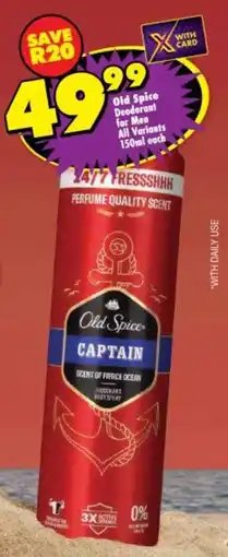 Shoprite Old Spice Deodorant for Men offer