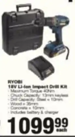 Build It RYOBI 18V Li-Ion Impact Drill Kit offer