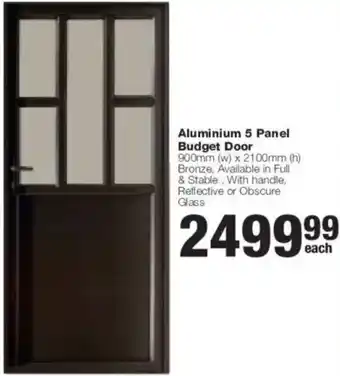Aluminium 5 Panel Budget Door