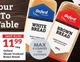 Oxford Freshmarket Oxford Sliced/Unsliced Brown Bread offer