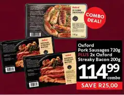 Oxford Freshmarket Oxford Pork Sausages Plus Oxford Streaky Bacon offer