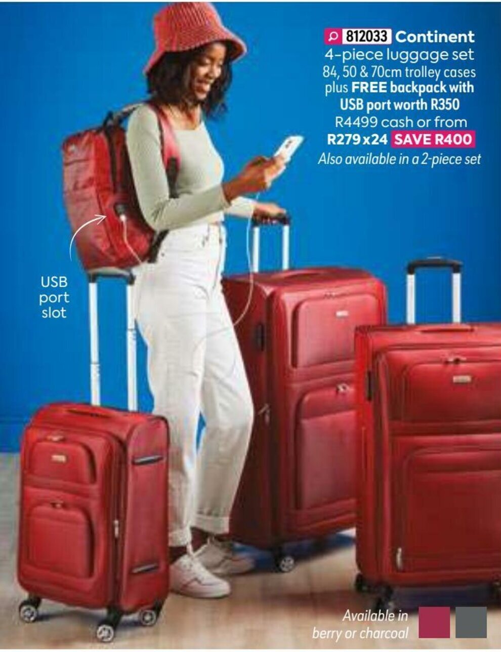 Continent 4Piece Luggage Set 84,50&70cm offer at HomeChoice