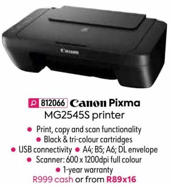 Canon Pixma MG2545S Printer offer at HomeChoice