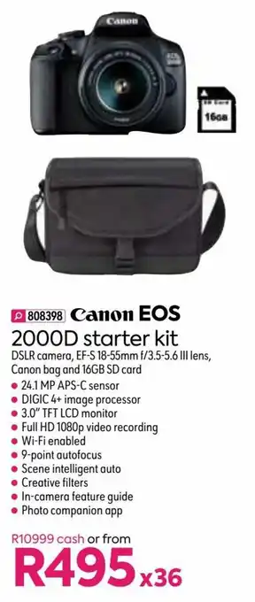 HomeChoice Canon EOS 2000D Starter Kit offer