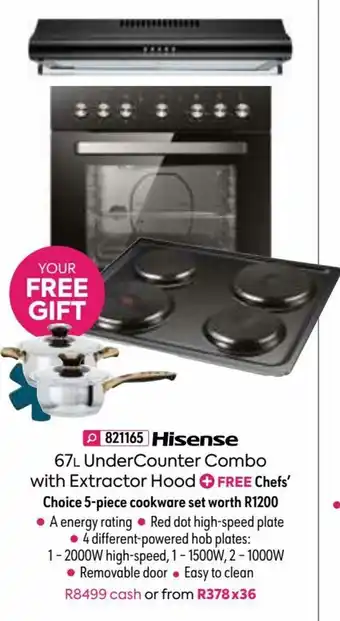 HomeChoice Hisense 67L Under Counter Combo with Extractor Hood offer