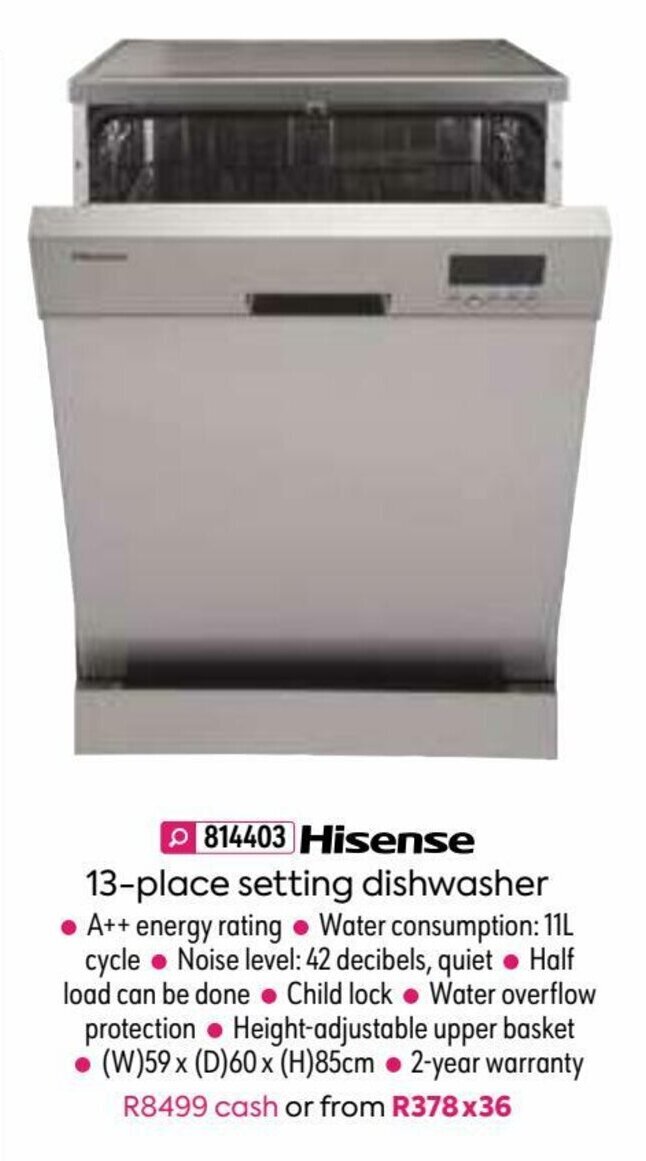 Hisense 13Place Setting Dishwasher offer at HomeChoice