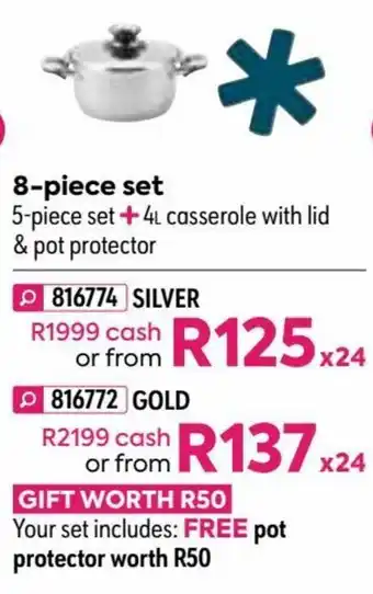 HomeChoice Chef's Choice Stainless Steel 8-Piece Set Gold offer