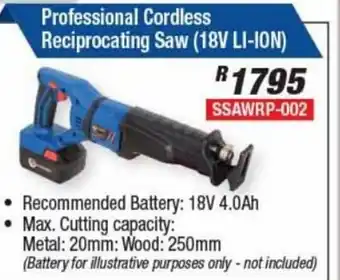 Adendorff Machinery Mart Frofessional Cordless Reciprocating Saw 18V SSAWRP-002 offer