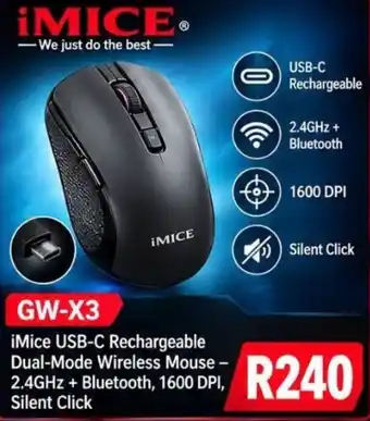 IMice USB-C Rechargeable Dual-Mode Wireless Mouse
