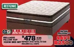 Lewis Restonic Bellagio Pillow Top 152cm Bed Set offer