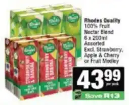 KwikSpar Rhodes Quality 100% Fruit Nectar Blend Assorted offer
