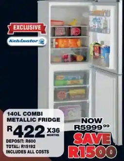 Lewis Kelvinator 140L Combi Metallic Fridge offer
