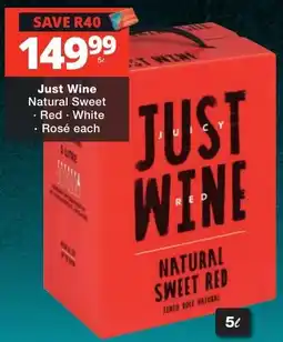Checkers Liquor Shop Just Wine Natural Sweet Red offer