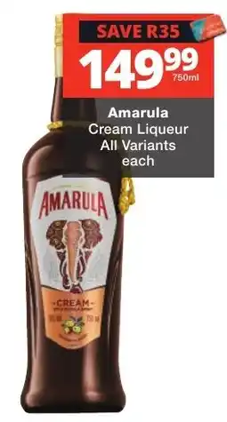 Checkers Liquor Shop Amarula Cream Liqueur offer