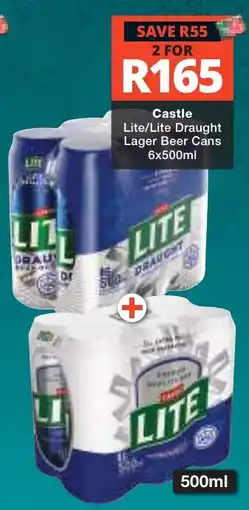 Checkers Liquor Shop Castle Lite/Lite Draught Lager Beer Cans offer