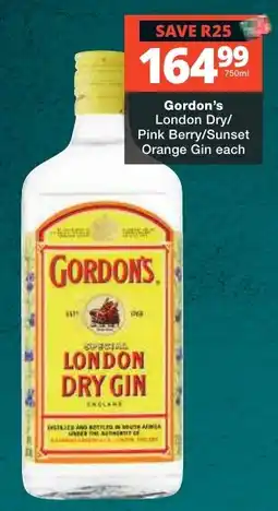 Checkers Liquor Shop Gordon's London Dry Gin offer
