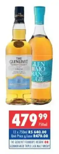 Ultra Liquors The Glenlivet Founder's Reserve or Glenmorangie Triple Cask Malt Whisky offer