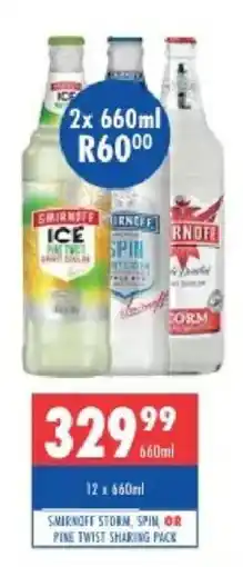 Ultra Liquors Smirnoff Storm, Spin, or Pine Twist Sharing Pack offer