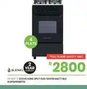 Fair Price STOVE KING 4PLT GAS 50X50 MATT BLK KGP5050BFFD offer