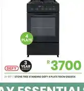 Fair Price STOVE FREE STANDING DEFY 4 PLATE 50CM DSS554 offer