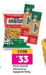 Game Pasta Grande Macaroni Or Spaghetti-For 3 x 500g offer