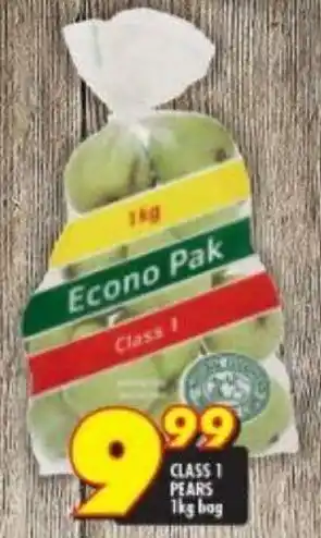 Shoprite Class 1 Pears 1kg offer