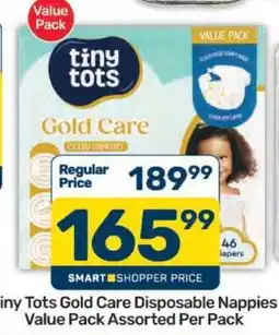 Pick n Pay Tiny Tots Gold Care Disposable Nappies Value Pack Assorted Per Pack offer