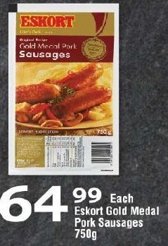 Oxford Freshmarket Eskort Gold Medal Pork Sausages 750g offer