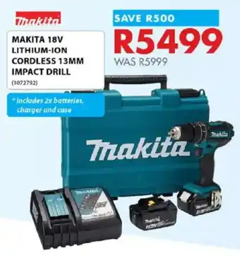 Makita 18V Lithium-Ion Cordless 13mm Impact Drill