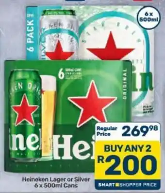Heineken Lager or Silver