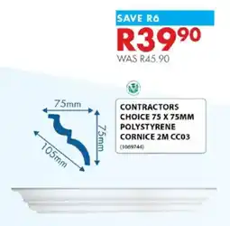 Chamberlain Contractors Choice 75 X 75MM Polystyrene Cornice 2M CC03 offer