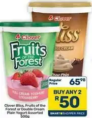 Pick n Pay Liquor Clover - fruits of the forest or double cream plain yogurt offer