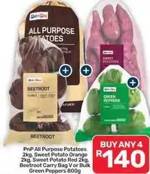 Pick n Pay Liquor All purpose potatoes, sweet potato, green peppers, beetroot offer